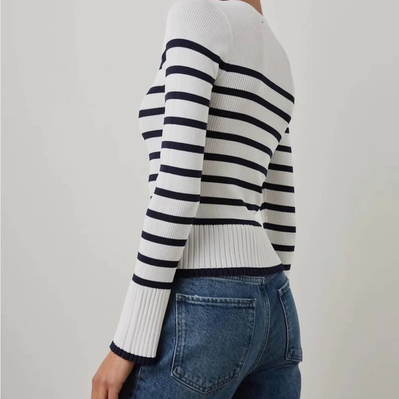 Rails Gemma Sweater In Ivory Navy Stripe size XXS - Picture 2 of 7